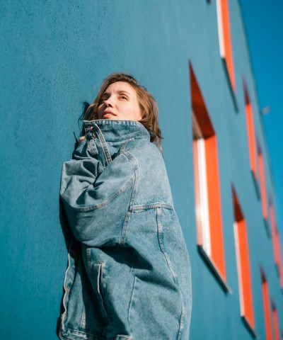 린넨 블루 자켓